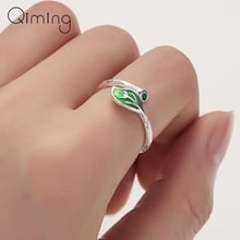 Модное зеленое Открытое кольцо с регулируемыми глазурованными листьями для женщин, вечернее женское кольцо, простое модное Ювелирное Украшение 2024 - купить недорого