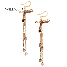 WILD & FREE-pendientes de borlas doradas Vintage, pendiente largo colgante, cuentas de aleación Retro, joyería hecha a mano, novedad de 2017 2024 - compra barato