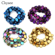 Ckysee 52Pcs/strand Natural Stone Beads Gold Silver Plated Round Hematite Charm Beads Faceted For Jewelry Making Women Accessory 2024 - buy cheap