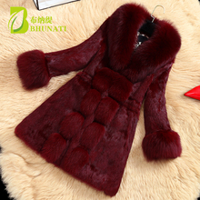 BHUNATI-abrigo de piel sintética para mujer, cálido en invierno, 3 colores de piel de zorro de imitación, párrafo largo, cuello de piel grande, joven, 2019 2024 - compra barato