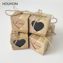 Caja de Corazón de caramelo negra de 100 pulgadas, decoración de Mariage Vintage, Kraft, caja de regalo con cuerda 2024 - compra barato