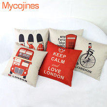 London Bus Cushion Cover UK Red British Vintage Pillow Decorative Throw Pillows Pillowcase Square Sofa Covers Car Home Decor 2024 - buy cheap