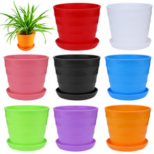 Colourful Mini Plastic Flower Pot with Tray Succulent Plant Flowerpot Home Office Bonsai Holder plastic flower Plant pot 2024 - buy cheap