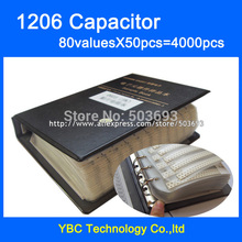 Free Shipping 1206 SMD Capacitor Sample Book 80valuesX50pcs=4000pcs 0.5PF~1UF Capacitor Assortment Kit Pack 2024 - buy cheap