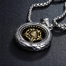 Gothic Roman Words Wheel Tires Design Pendant Necklace Titanium Stainless Steel Necklaces Male Punk Cool Jewelry 2024 - buy cheap