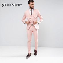 Summer Hot Pink Men Suit 2018 3 Pieces Formal Suits Slim Fit Groom Tuxedos Handsome Best Men Blazers Jacket+Pants+Vest 2024 - buy cheap