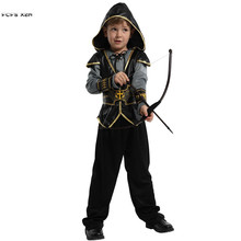 Fantasia infantil de halloween archer caçador, cosplay de guerreiro crusaders, para meninos, desafiado, vestido de festa 2024 - compre barato