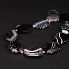 15.5"/strand Natural Black Stripe Agates Faceted Slab Slice Nugget Loose Beads,Cut Onxy Stone Pendants Necklace Jewelry Making 2024 - buy cheap