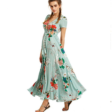 Bohemia Floral Long Women Dress Summer Button Boho Beach Maxi Dress Ladies Fashion Vintage Print casual dress women 2019 LDW1026 2024 - buy cheap