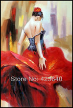 Spanish Flamenco Dancer painting  latina woman Oil painting on canvas portrait Hand-painted Painting latina Red Skirt 2 2024 - buy cheap