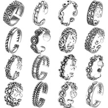Todorova Antique Beach Punk Rings Vintage Geometric Knuckle Rings for Women Men Carved Adjustable Finger Foot Toe Ring 2024 - buy cheap