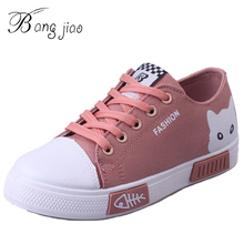 Women Flat Cartoon Canvas Shoes Spring Autumn White Lace Up Student Board Shoes Ladies Casual Shoes Female Sneakers tenis 2024 - buy cheap