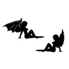 15*8.3CM Naughty Girl Naked Car Sticker Decal Reflective Angel Devil Motorcycle Decorative Body Stickers Black/Silver C2-0291 2024 - buy cheap