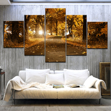 Art Poster HD Print Decor 5 Pieces Sunshine Autumn Yellow Forest Scenery Painting Frame Modular Pictures Canvas Modern Room Wall 2024 - buy cheap