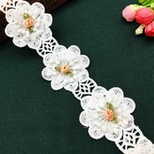 Vintage 3D Cotton Rose Flower Multilayer Embroidered Lace Trimming Ribbon Handmade Applique DIY Wedding Dress Sewing Craft 2024 - buy cheap