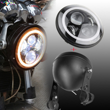 Wzjoo мотоциклетные хромированные 7 "круглые светодиодные фары головная лампа в сборе для Honda CB400 CB500 CB1300 7 дюймов корпус для фар ведро 2024 - купить недорого