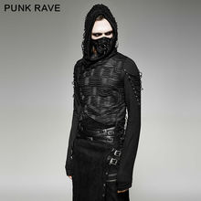 PUNK RAVE Men's T-shirt Punk Rock Cool T-shirt Casual Gothic Novelty Long Sleeve Hooded Sweatshirt Streetwear Personality Tops 2024 - buy cheap