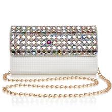 Leather Women Clutch Bags Diamond Crystal Rhinestone Purse Evening Party Handbags Ladies Small Shoulder Bags 2024 - buy cheap