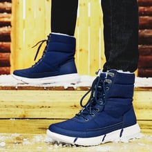 Men Shoe Winter Boots Lace-up Ankle Winter Boots Men Shoes Lovers Warm Fur Flat with Snow Boots Work Shoes Men Chaussure Homme 2024 - buy cheap