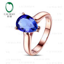 CaiMao 18KT/750 Yellow Gold 2.0 ct Natural IF Blue Tanzanite AAA 0.07 ct Full Cut Diamond Engagement Gemstone Ring Jewelry 2024 - buy cheap