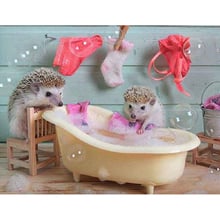 5D DIY Diamond Painting Cross Stitch Full Square/Round Drill "Hedgehog bathing" 3D Diamond Embroidery Mosaic Rhinestone Decor 2024 - buy cheap