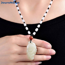 Wholesale White HeTian Natural Stone Pendant Pi Xiu Leaves Pendant Sweater Chain Necklace Lucky for Men Women Transport Jewelry 2024 - buy cheap