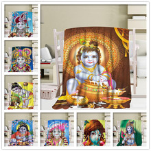 New Arrival Custom Lord Krishna Blanket Sofa New Blanket Portable Soft Blanket Bed Plane Travel Adult Home Blanket 2024 - buy cheap