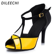 DILEECHI-zapatos de baile latino para mujer, sandalias femeninas de tacón alto de 8,5 CM, zapatos de baile de salón cuadrados, 8,5 cm 2024 - compra barato