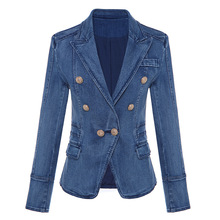 Blazer feminino excelente qualidade, jaqueta estilo de carrinho, botões em jeans 2024 - compre barato