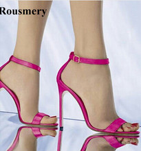Sandálias femininas de salto alto de couro, com uma alça, rosa, com salto alto, tornozelo fino, sapatos formais, frete grátis 2024 - compre barato