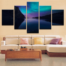 Painel aurora lake pintura noturna em tela, arte de parede, imagem decoração de casa, sala de estar, pintura impressa em tela, arte em tela 2024 - compre barato