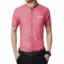 New Fashion Casual Men Shirt short Sleeve Mandarin Collar Slim Fit Shirt Men Korean Business Mens Dress Shirts Men Clothes S-5XL 2024 - buy cheap