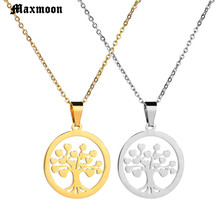 Maxmoon Tree Of Life Pendant Necklace Women Jewelry Elegant Silver Color Gold Long Necklaces & Pendants collares largos de moda 2024 - buy cheap