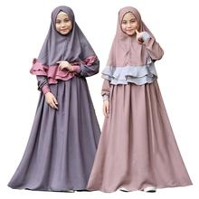 2PCS Traditional Flowers Kids Clothing Fashion Child Abaya Muslim Girl Dress Jilbab Abaya Islamic Children Hijab Dresses Sets 2024 - buy cheap