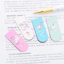 Cartoon Kawai Unicorn Bookmarks Creative Magnetic Paper Clips Book Markers For Books Korean Stationery Office School Supplies 2024 - buy cheap