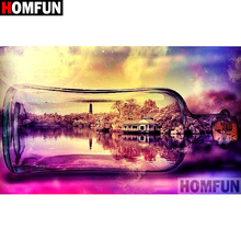 HOMFUN "Bottle landscape" Diamond Painting 5D Full Square/Round Drill Home Decor DIY Diamond Embroidery Cross Stitch A12792 2024 - buy cheap