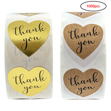 Natural Kraft Heart shape gold thank you Stickers seal labels 500 Labels stickers scrapbooking for Package stationery sticker 2024 - buy cheap