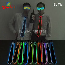 2021Blinking10 Color Choice Sound active EL wire Neck tie Flashing LED Necktie Powered by AA battery For Dance Party Decoration 2024 - buy cheap