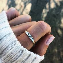 Vintage Silver Engraving Classic Silver Color Ring Jewelry Letter Print Mom Ring for Women Clear Fashion Jewelry Gift Ring 2024 - buy cheap