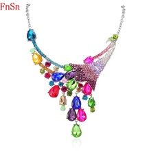 FnSn New Hot Jewelry Crystal Necklace Charm Collier Choker Trendy Women Gift Zinc Alloy Chain Collier Style Top Fashion Jewelry 2024 - buy cheap