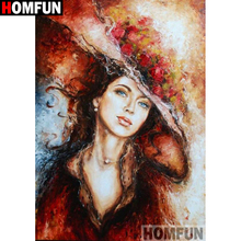 HOMFUN-pintura de diamante redondo/cuadrado completa, cuadro artesanal 5D, punto de cruz "bella pintura al óleo", decoración del hogar 5D A09108 2024 - compra barato