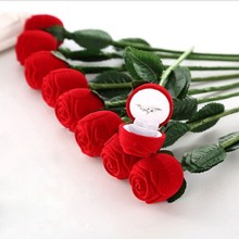 1pc Romantic Rose Shape Ring Case for Lover Red Rose Valentine's Day Engagement Wedding Ring Jewelry Box Lover Gift Case 2024 - buy cheap