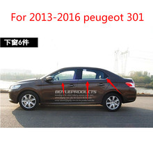For 2013-2016 peugeot 301 High-quality stainless steel Strips Car Window Trim Decoration Accessories Car styling  6pcs 2024 - buy cheap