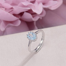 Ювелирные изделия топаз кольца для женщин 100% Серебро 925 пробы натуральный овальный синий драгоценный камень простое обручальное свадебное кольцо R-TO007 2024 - купить недорого
