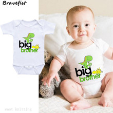 Green Cartoon Dinosaur Newborn Bodysuits Short Sleeve Baby Jumpsuits Big Brother Letters Print Summer Children Boy Girls Clothes 2024 - buy cheap
