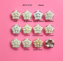 Free shipping 20mm 50PCS/lot  flatback pearl rhinestone button  for hair accessory  (BTN-5125) 2024 - buy cheap