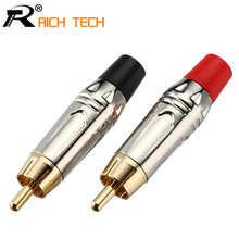 5 pares/10 pcs RCA Conector Suave Silve RCA plugue macho adaptador de áudio banhado a ouro black & red pigtail plugue orador para 7mm Cabo 2024 - compre barato