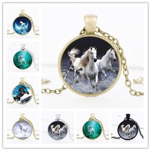 2018 3 color crystal glass horse unicorn animal necklace  handmade chain jewelry 2024 - buy cheap