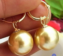 HUGE 16MM GOLD ROUND SOUTH SEA SHELL PEARL  EARRING >Lovely Fine Nobility Lady's Women's Earrings 2024 - buy cheap