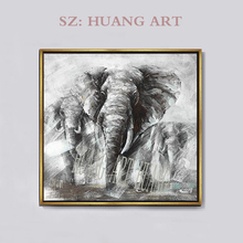 Wall Art Decor Works High Quality Abstract Animal Gray silver white  Elephant Oil Painting On Canvas For Wall Decor Artworks Lar 2024 - buy cheap